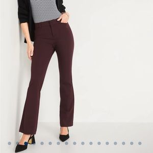 Old Navy 6 High Rise Pixie Maroon red tall flare pants